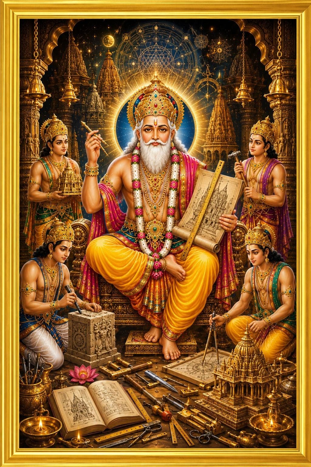 Lord Vishwakarma Bhagwan Photo Frame for Home, Office and Factory — 22x17 cm