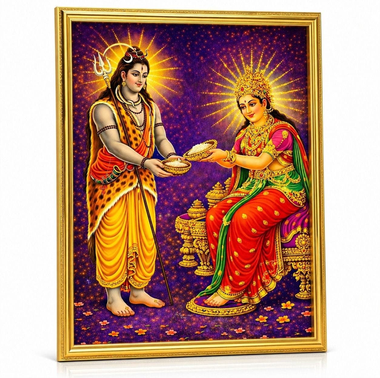 Shiv Annapurna Photo Frame Printed on MDF Living Room (18 x 24) — 60x46 cm