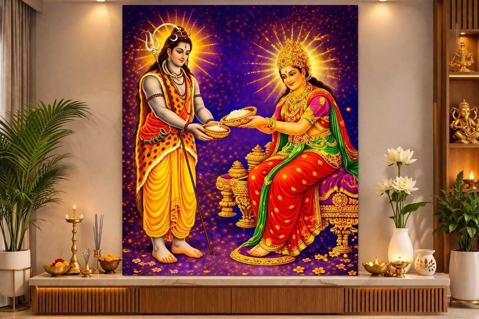 Shiv Annapurna Religious Photo Frame — 46x30 cm